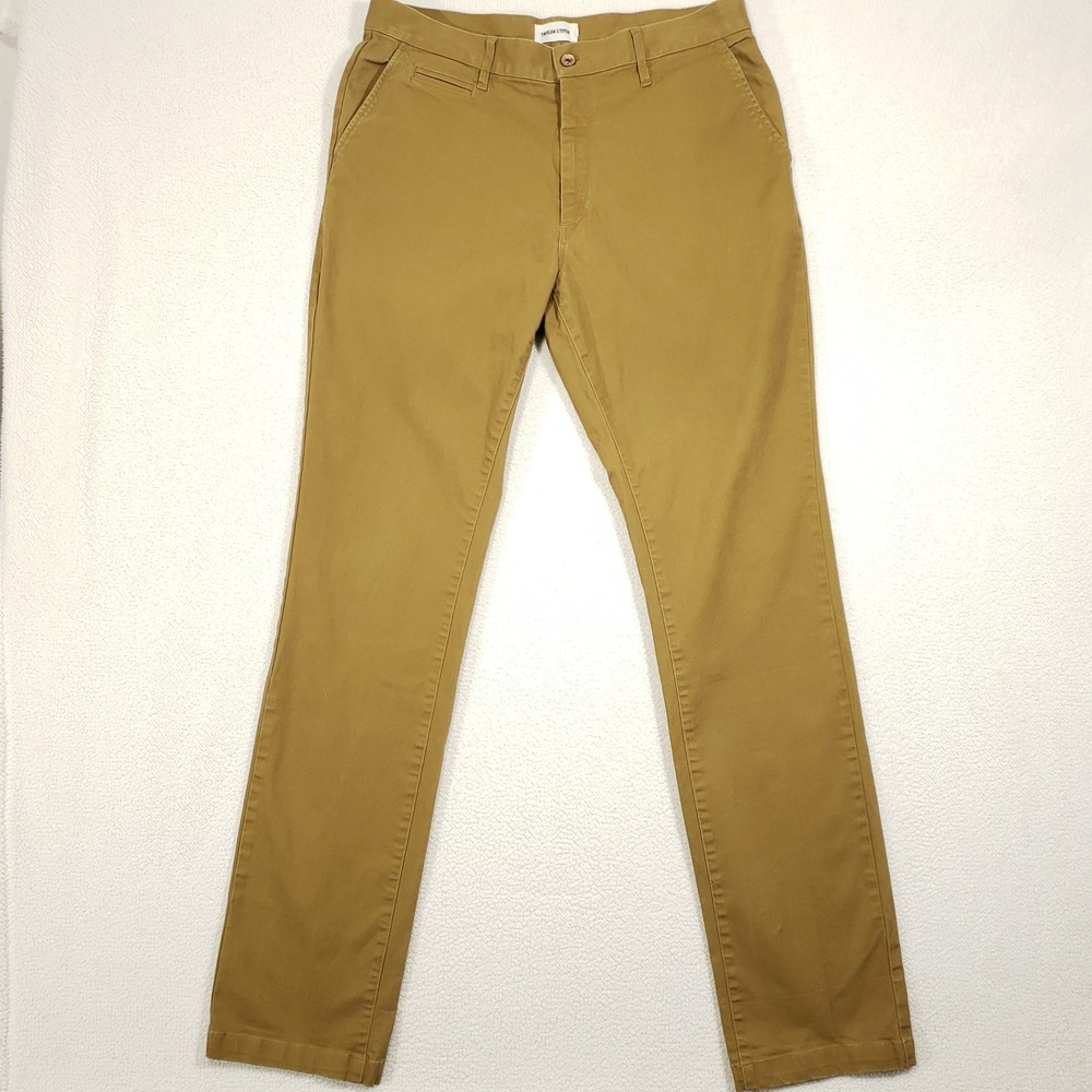 Taylor Stitch Pants Mens 34x35 Dark Tan Democratic Fit Chino Cotton Twill Casual